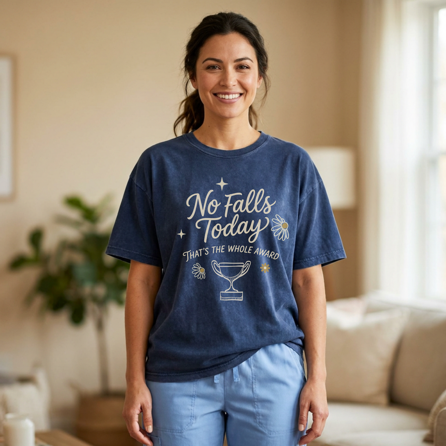 No Falls Today Funny Nurse Shirt | Sarcastic CNA & RN Gift Tee