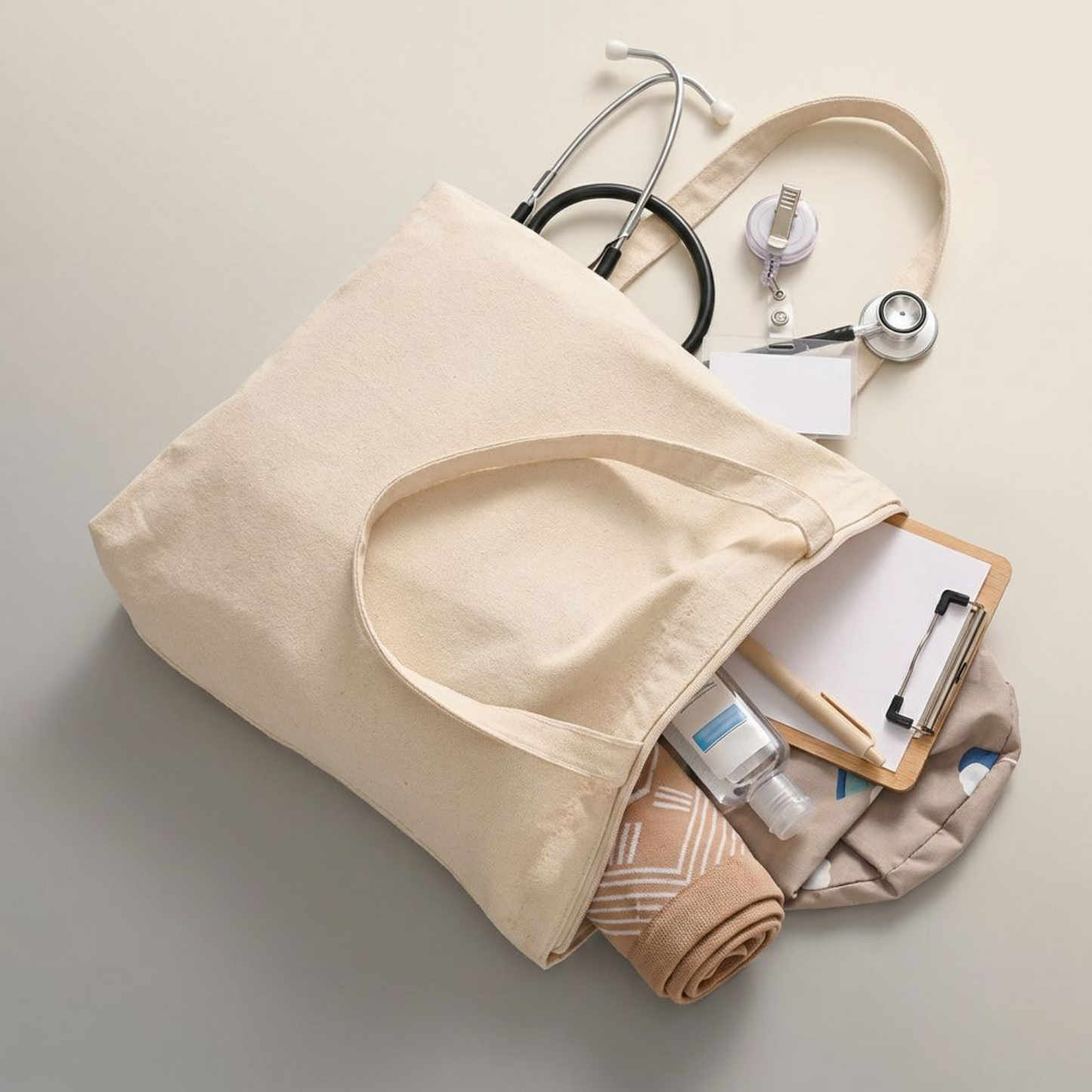 Personalized Nurse Canvas Tote Bag with Zipper Pocket | Custom RN, LPN & CNA Gift