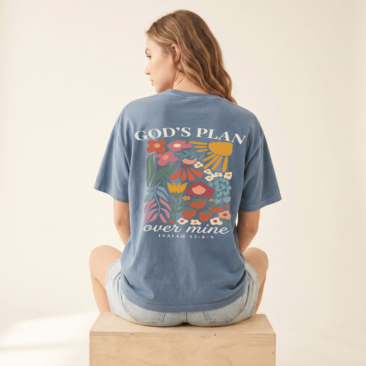 God's Plan Over Mine Shirt Isaiah 55:8-9 Oversized Comfort Colors Tee Christian Gift for Her