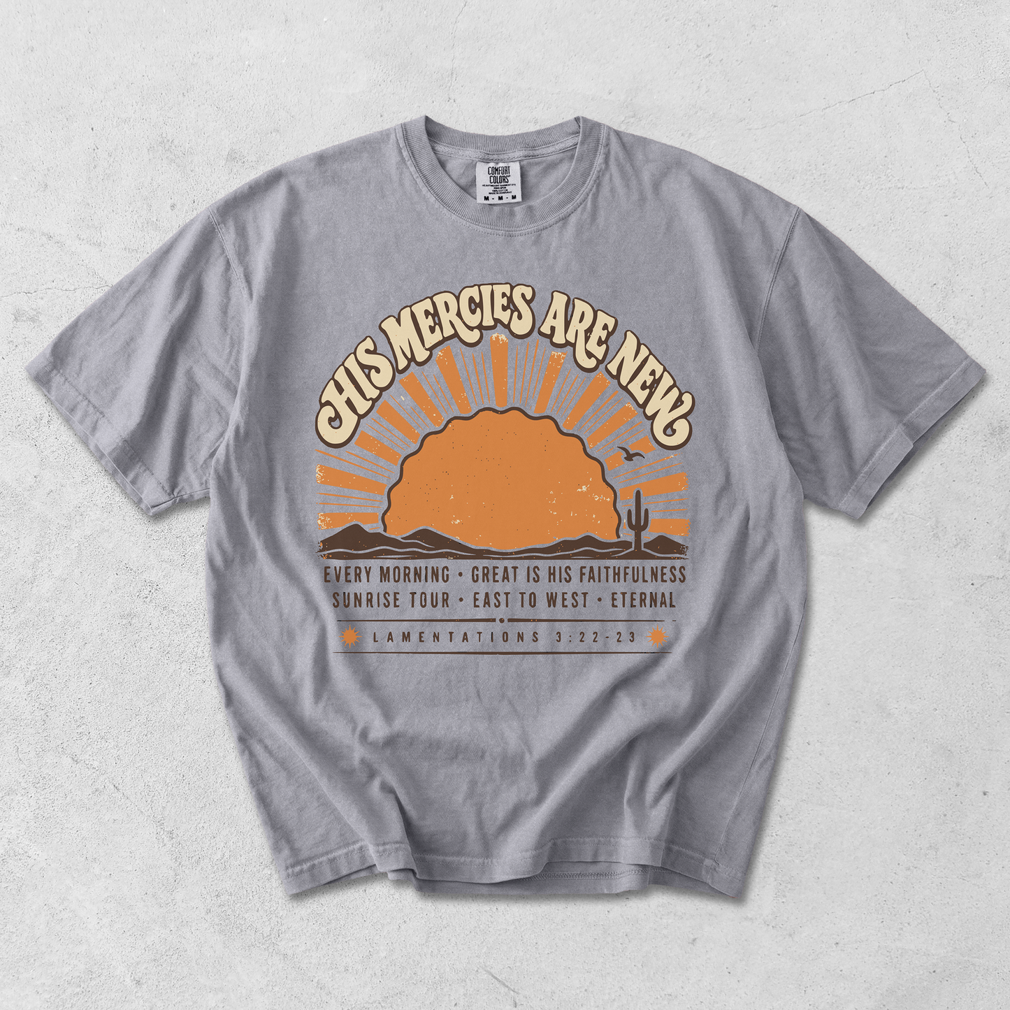 T-Shirt — "His Mercies Are New" Sunrise Christian Tee