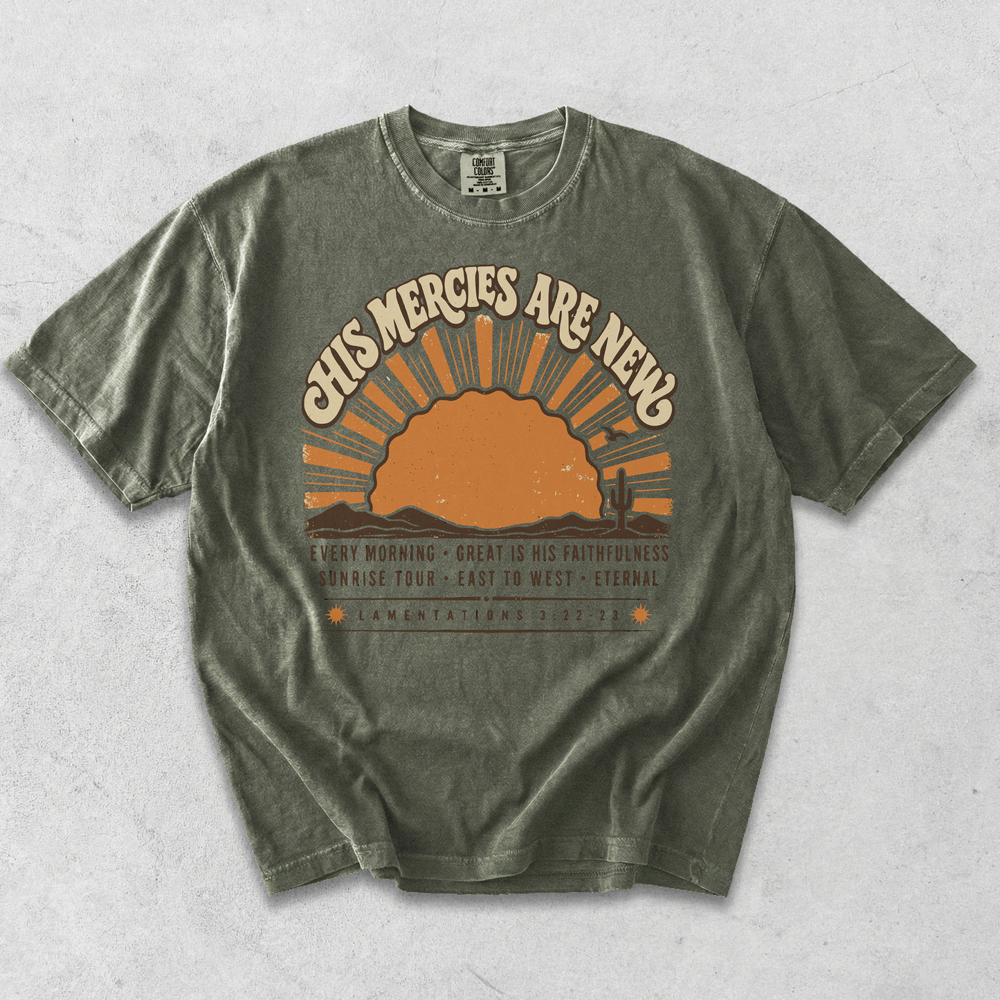 T-Shirt — "His Mercies Are New" Sunrise Christian Tee