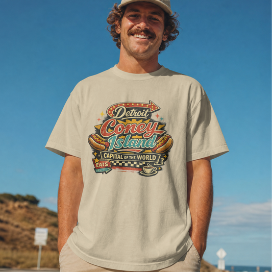 Detroit Coney Island Vintage Sign T-Shirt