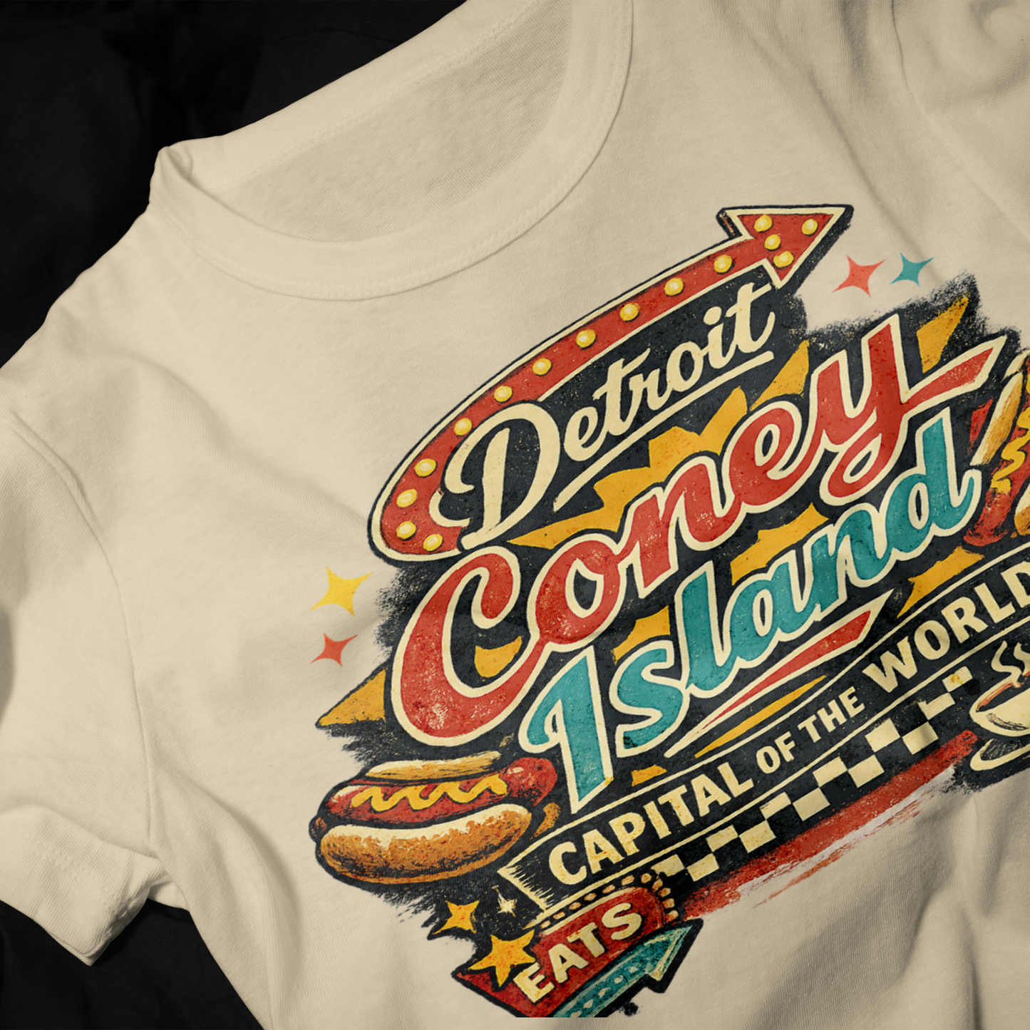 Detroit Coney Island Vintage Sign T-Shirt