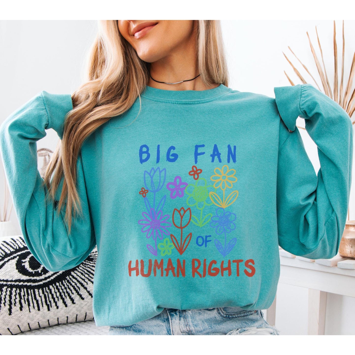 Human Rights Rainbow Flower Sweatshirt, Equality Kindness Tee