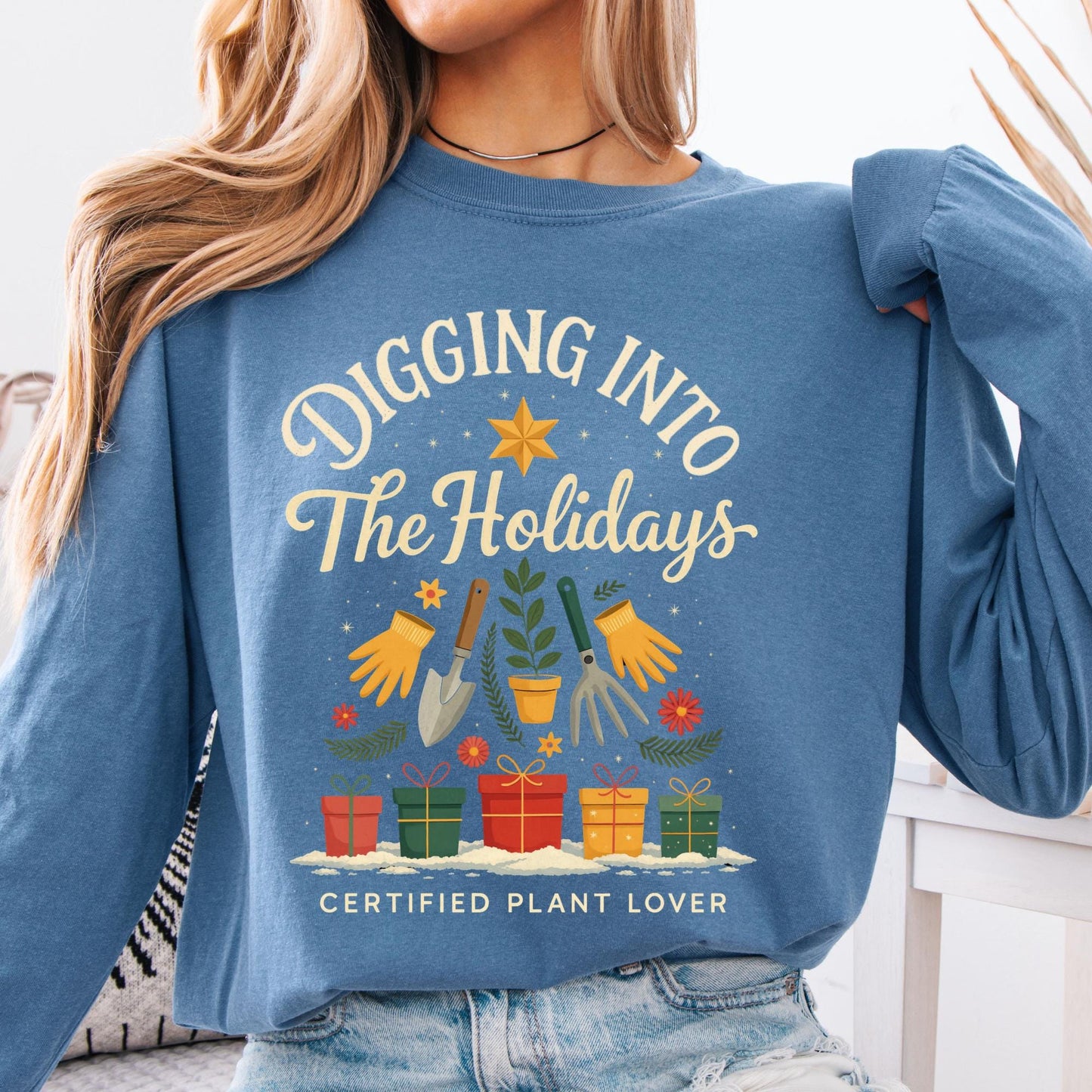 Digging Into Holidays Sweatshirt, Funny Plant Lover Christmas Shirt