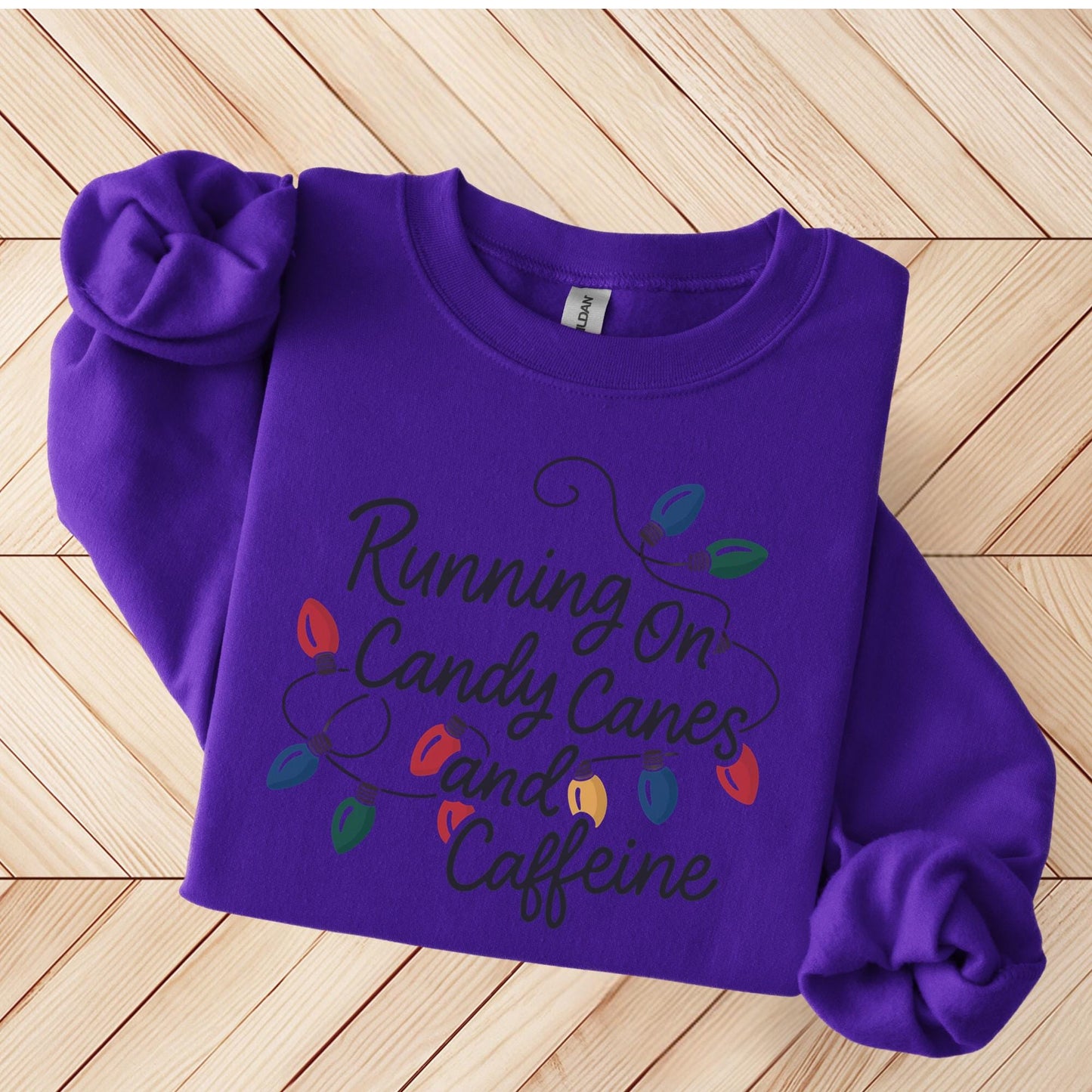 Running On Candy Canes And Caffeine Sweatshirt, Funny Christmas Gift