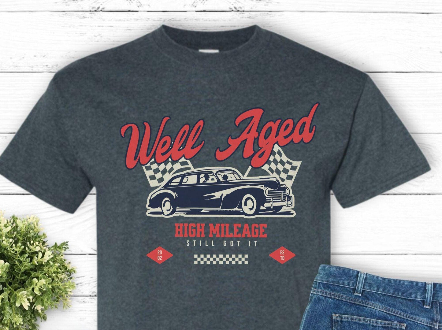Personalized 40th Birthday Shirt, Well Aged High Mileage Classic Car Lover Gift (Est. 1985)