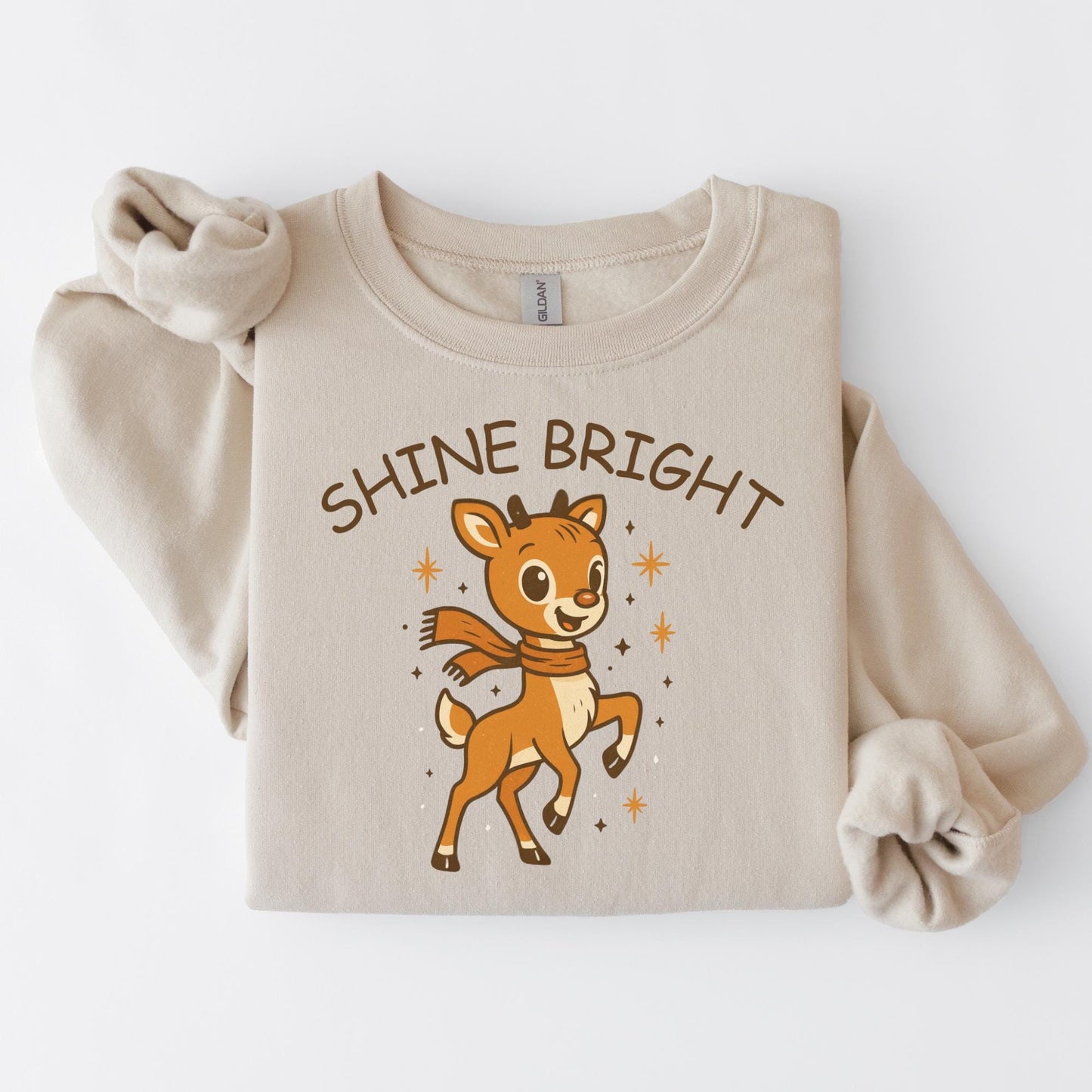 Shine Bright Reindeer, Christmas Other, Holiday Cheer Artwork, Cute Cartoon Reindeer, Festive Season Decor, Shine Bright Design