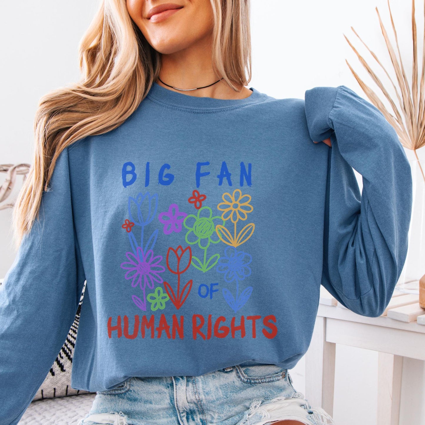 Human Rights Rainbow Flower Sweatshirt, Equality Kindness Tee