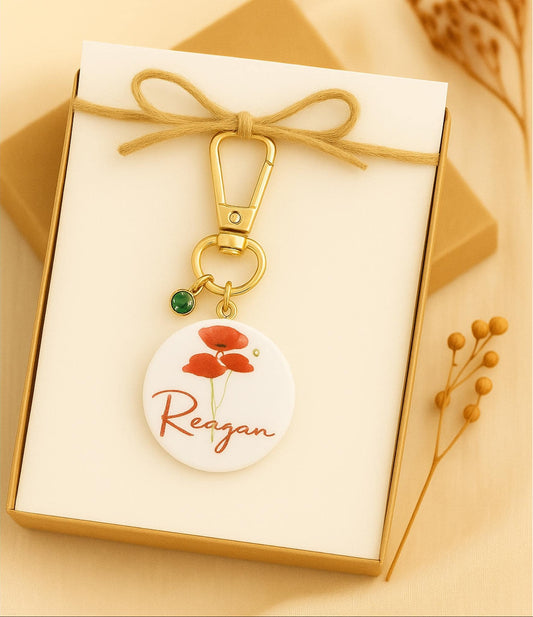 Personalized Birth Flower Keychain – Gift for Mom, Bridesmaids & Wedding Party