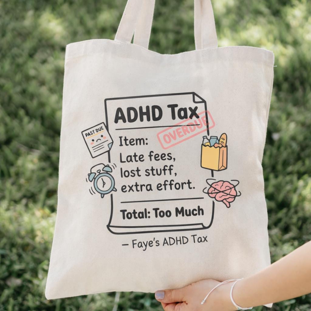 Personalized ADHD Tax Tote Bag: Funny Neurodivergent Gift