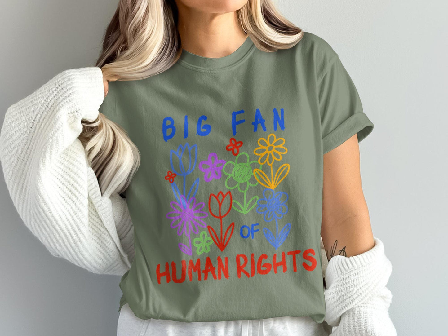 Human Rights Rainbow Flower Sweatshirt, Equality Kindness Tee