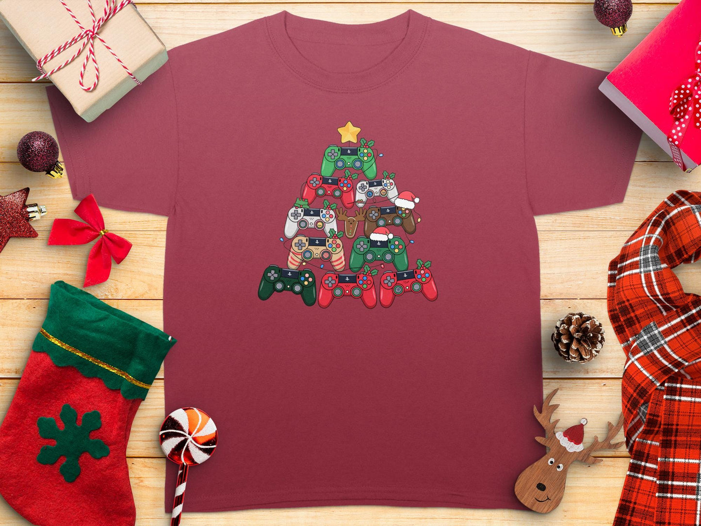 Gamer Christmas Tree T-Shirt, Controller Xmas Tee