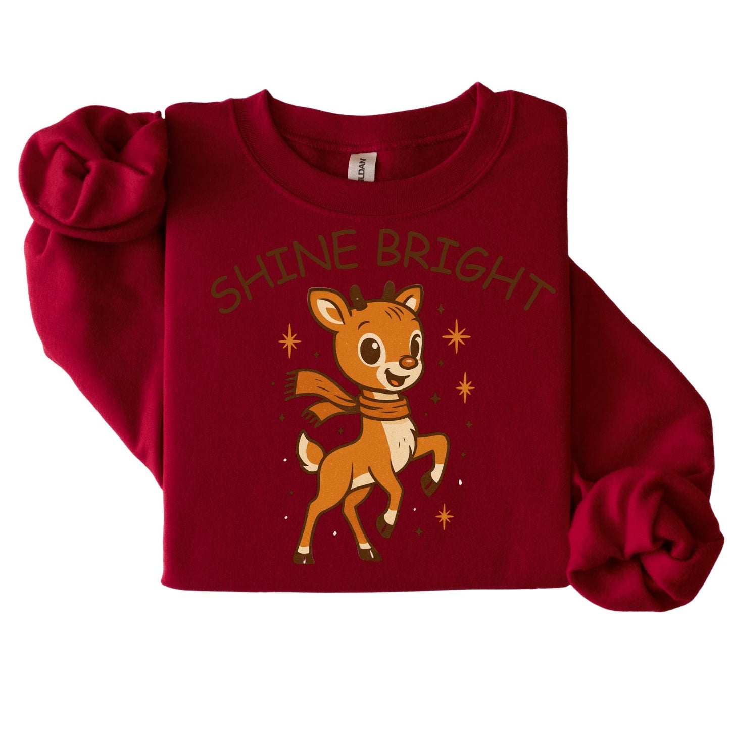 Shine Bright Reindeer, Christmas Other, Holiday Cheer Artwork, Cute Cartoon Reindeer, Festive Season Decor, Shine Bright Design