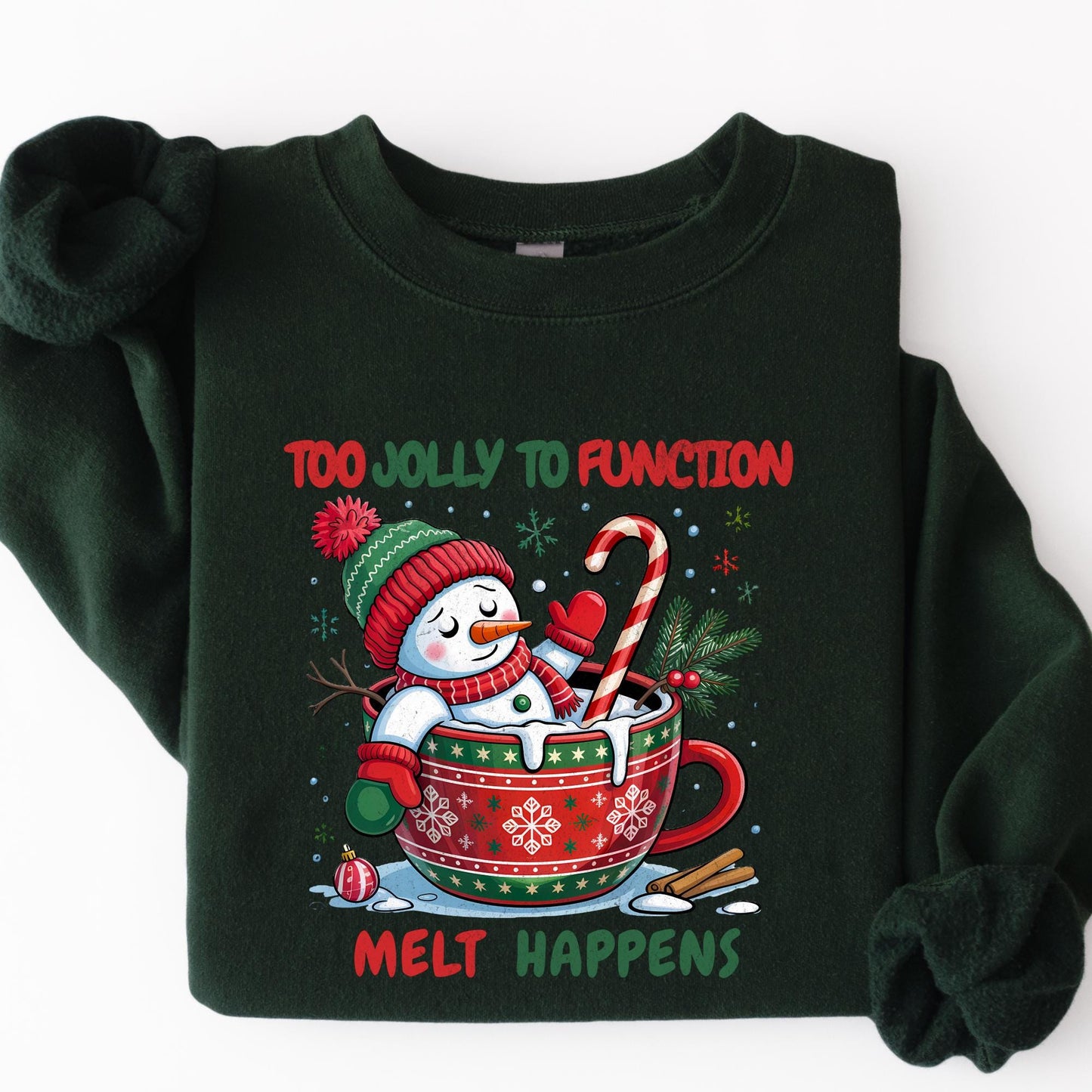 Funny Snowman Christmas Sweatshirt, Holiday Cocoa Mug Shirt