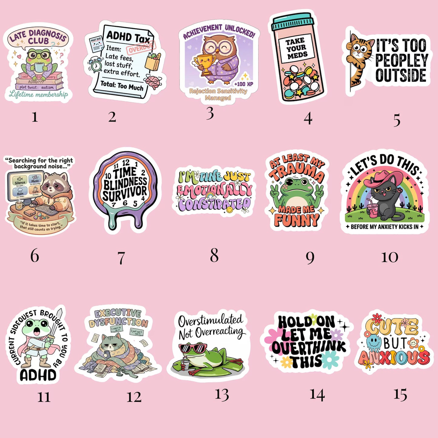 ADHD Sticker Pack – Choose Your Own | Loved and Threaded