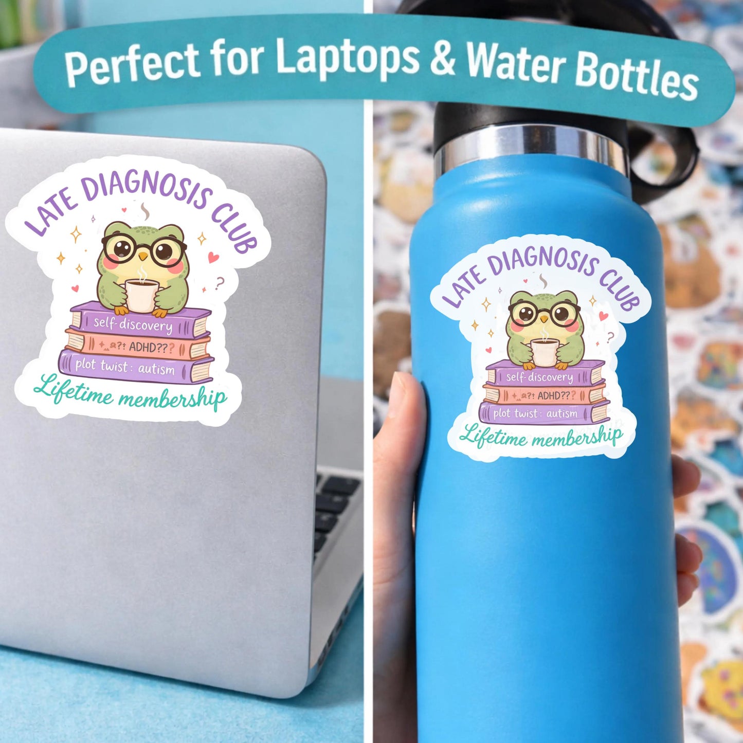 ADHD Autism Sticker Neurodivergent Waterproof Vinyl  for Laptop Water Bottle Autism AuDHD Neurodivergent Sticker