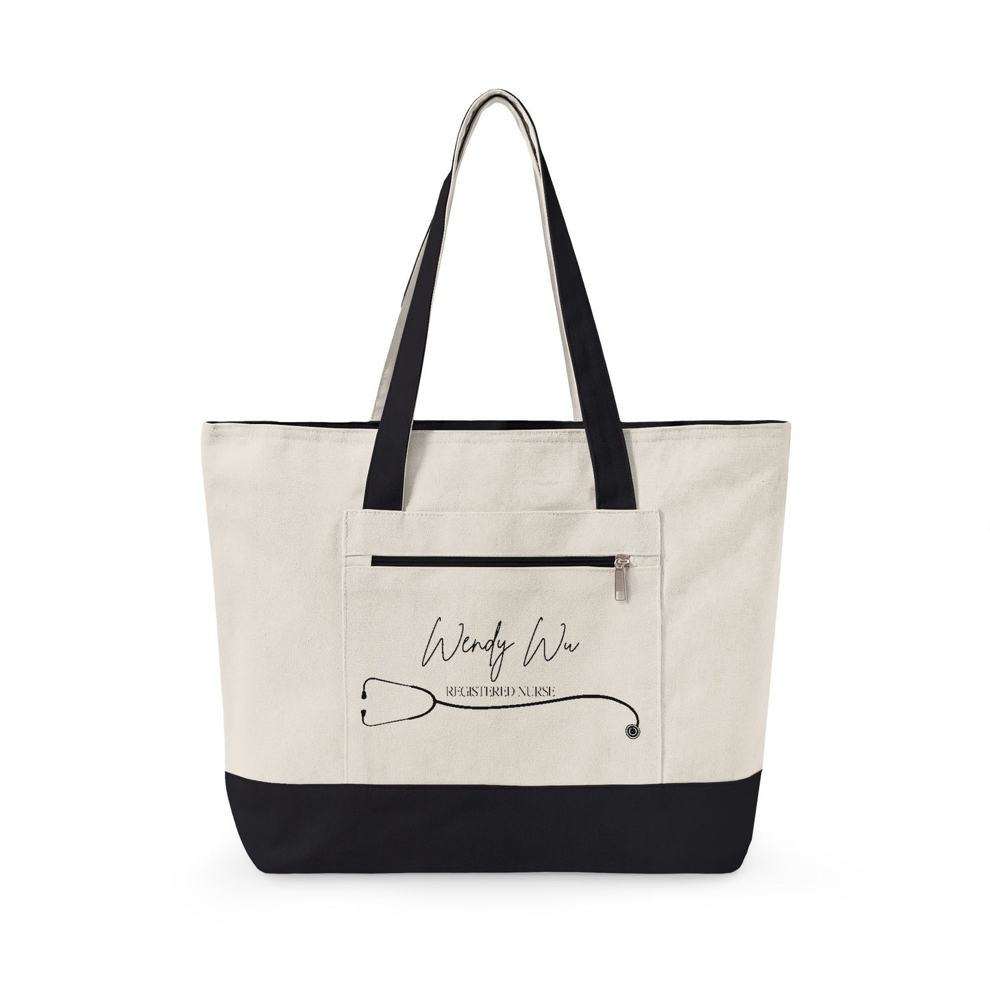 Personalized Nurse Tote Bag Custom Name & Credential (RN, LPN, BSN)  Stethoscope Heart Canvas Tote Nursing School Graduation Gift